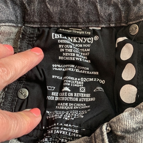 NWT BLANK NYC Baxter Ribcage Straight Jeans stonewashed Black, 25, button fly - Picture 7 of 8